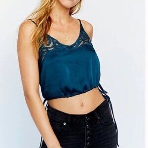 Free People Satin Lace Blouson Crop Top